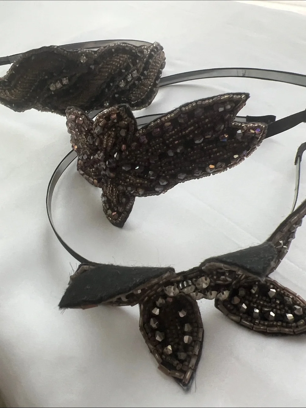 Black and Brown Beaded Butterfly Headband - Women's Hair Accessory Set of 3